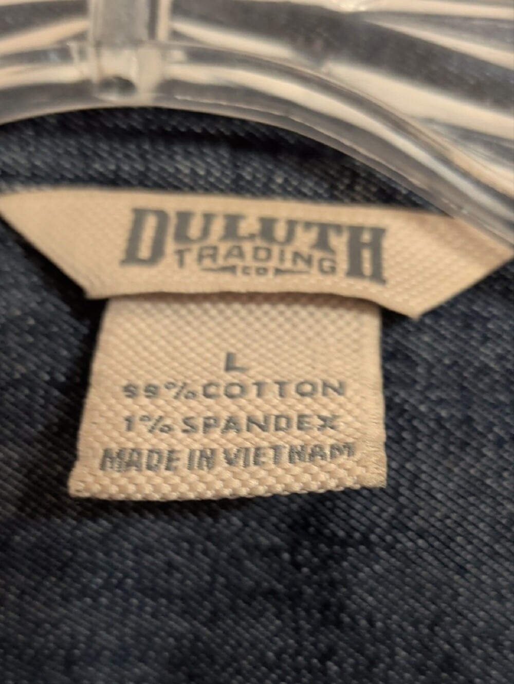 Duluth Trading Co Dark Blue Denim Button/Snap Down Women's Size Large Like New - Picture 3 of 5